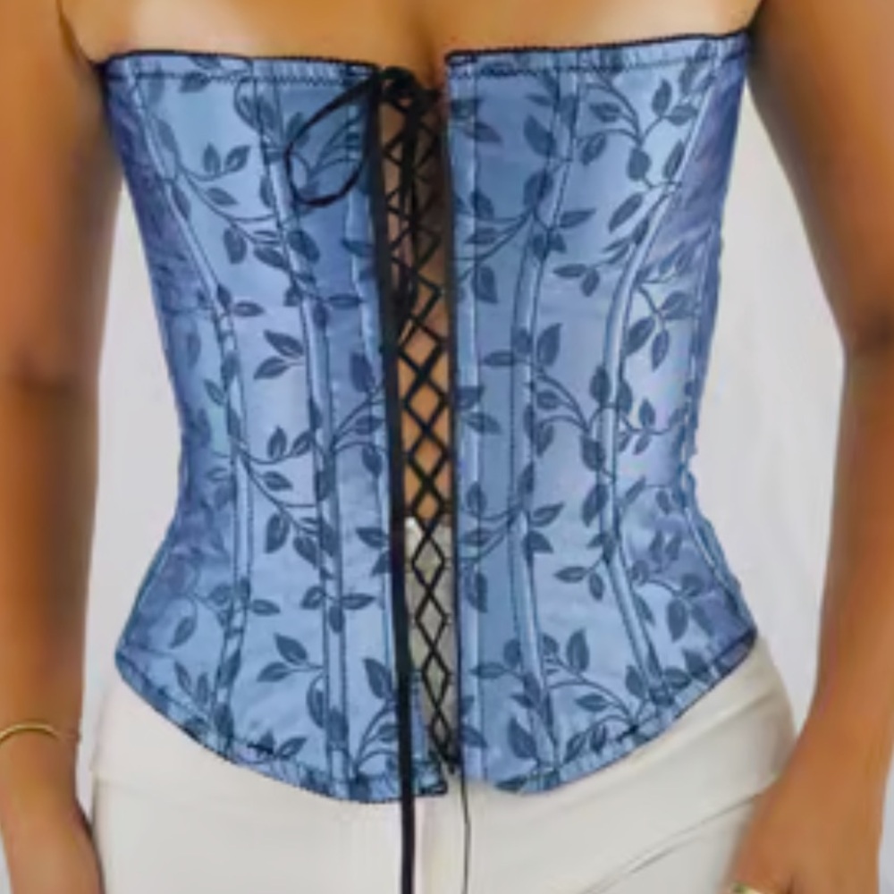 NWT Vintage Victoria's Secret Gorgeous Blue Lace Up Corset Bustier Size S - Picture 4 of 10